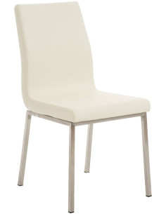 Chaise Estelle en Polyuréthane Beige Acier inoxydable Argenté Brossé mat - 1