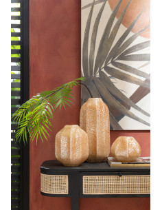 Vase Rond Gelato Hauteur 15 cm en Verre Orange - 1 2