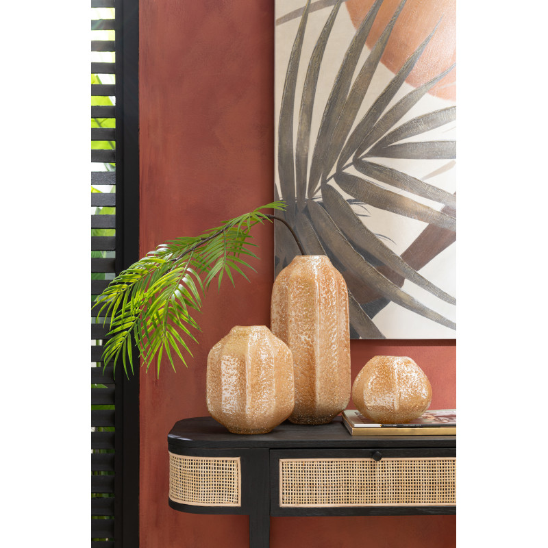 Vase Rond Gelato Hauteur 15 cm en Verre Orange - 2