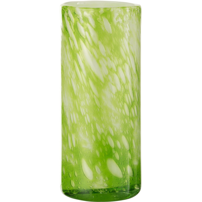 Vase Cylindrique Marble Hauteur 30 cm en Verre Vert Imitation marbre - 1