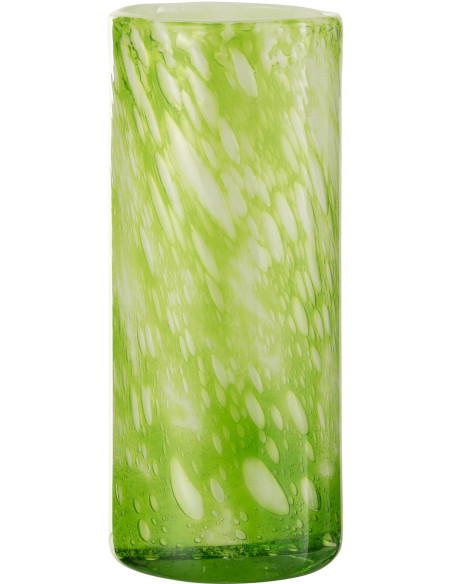 Vase Cylindrique Marble Hauteur 30 cm en Verre Vert Imitation marbre - 1
