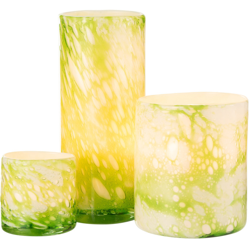 Vase Cylindrique Marble Hauteur 30 cm en Verre Vert Imitation marbre - 6
