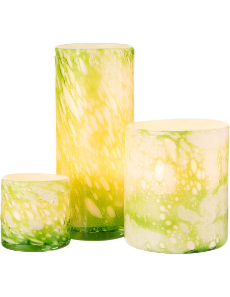 Vase Cylindrique Marble Hauteur 30 cm en Verre Vert Imitation marbre - 6