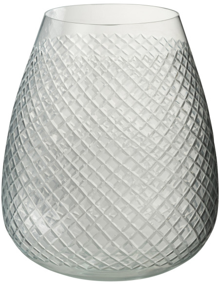 Vase Rond Bahia Hauteur 25 cm en Verre Transparent - 1