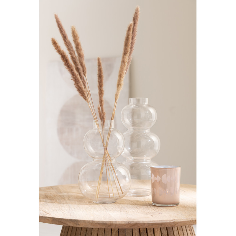 Photophore Cylindrique Lunare Diamètre 10 cm en Verre Beige Blanc Motif demi-lune (Lot de 2) - 2