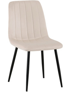 Chaise moderne rembourrée en Velours Blanc crème Métal Noir Pamela - 1