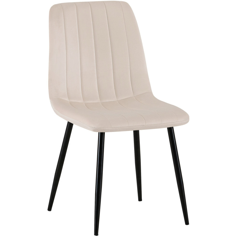 Chaise moderne rembourrée en Velours Blanc crème Métal Noir Pamela - 1