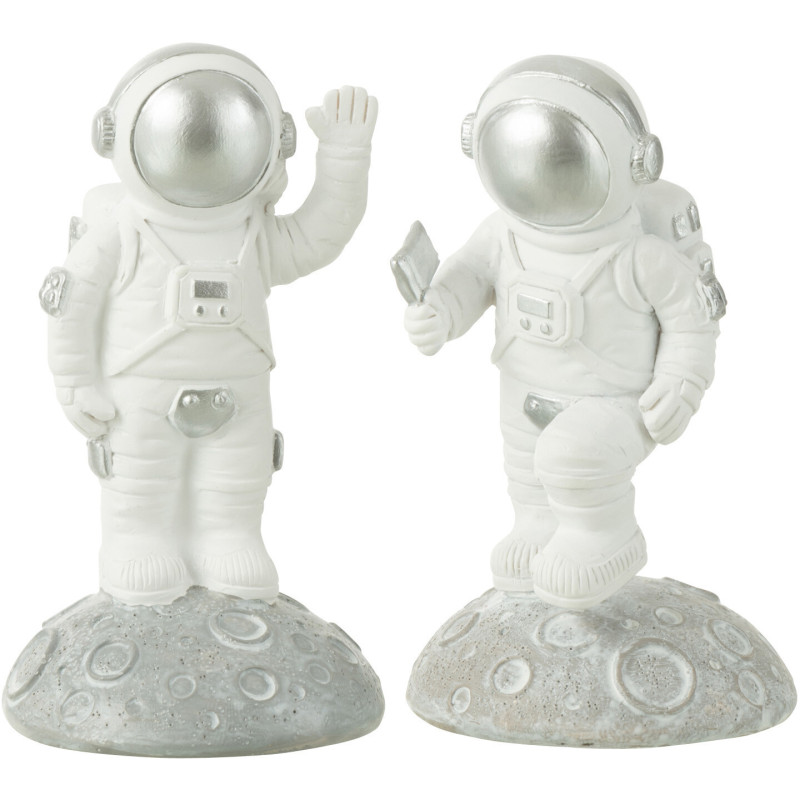 Statues déco Astronautes blanc et argent Lot de 2 - 1