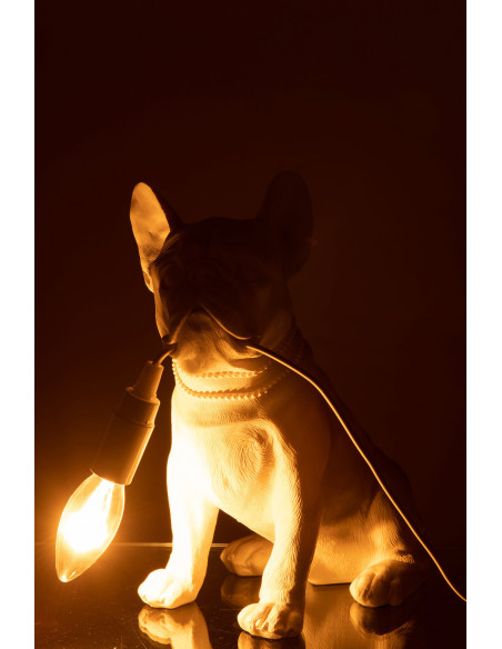 Lampe à poser Bouledogue Roxy en Résine Blanc - 4