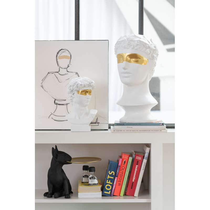 Statue déco Chien Jorg en Résine Noir Doré Avec plateau - 2