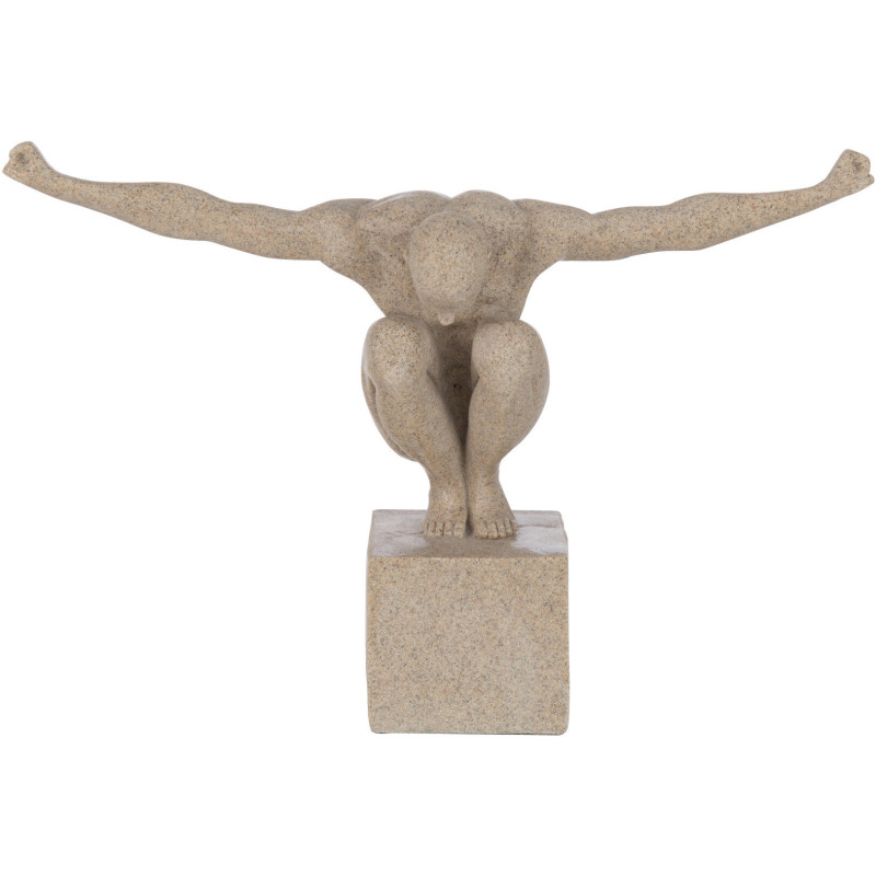 Statue design Athlète beige effet marbre H23 cm - 1