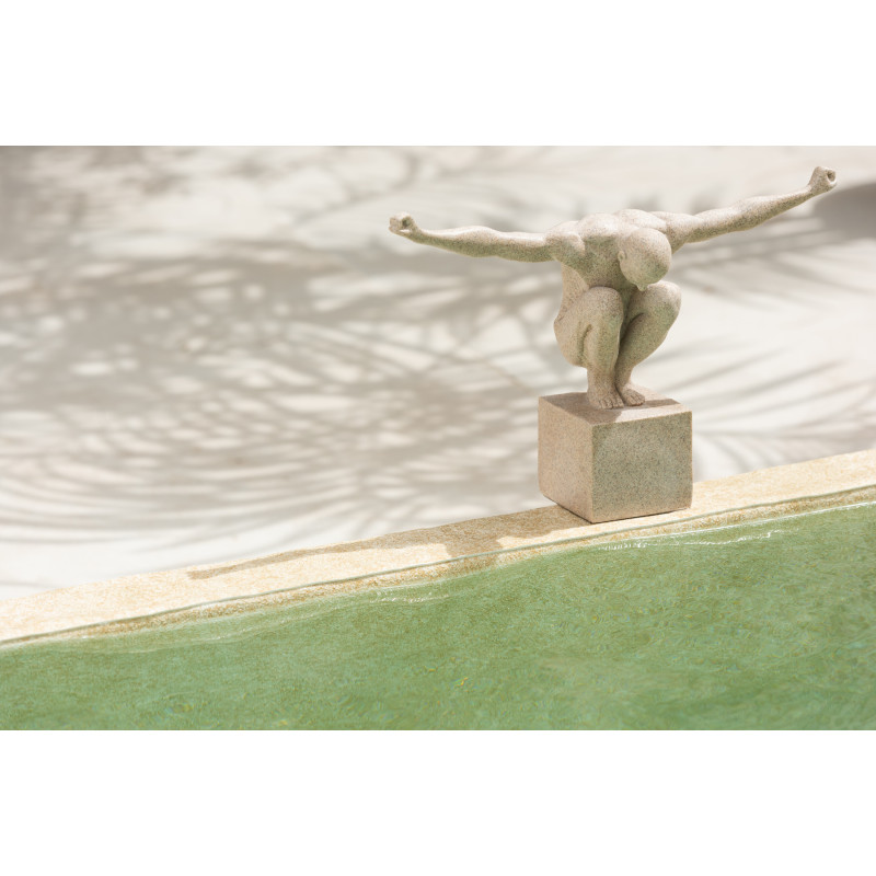 Statue design Athlète beige effet marbre H23 cm - 2
