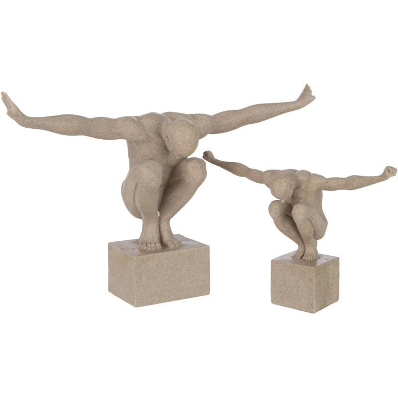 Statue design XL Athlète beige effet marbre H33 cm - 3
