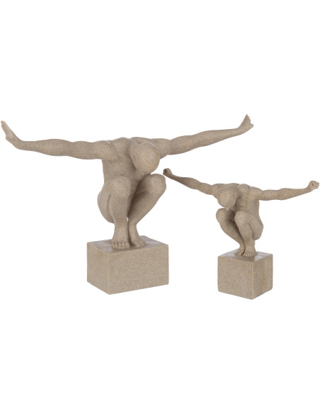Statue design XL Athlète beige effet marbre H33 cm - 3
