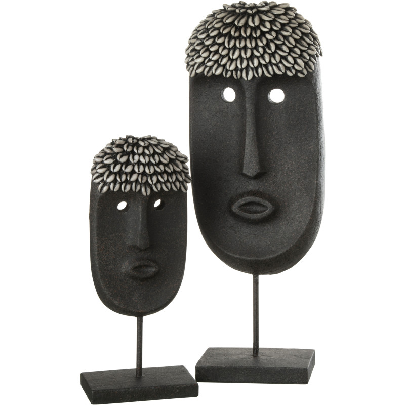 Décoration sur pied Masque Ethnique 50 cm Golma en Résine Pierre Noir - 3