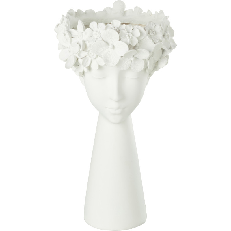 Cache-pot sur pied Visage XL en Résine Blanc Iris Diamètre 23 cm - 1