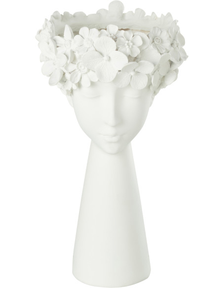 Cache-pot sur pied Visage XL en Résine Blanc Iris Diamètre 23 cm - 1