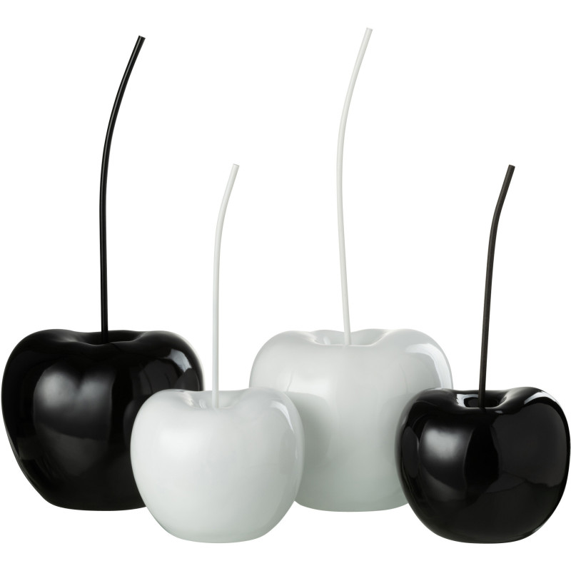 Cerise déco Cherry Hauteur 55 cm en Résine Noir Blanc Brillant (Lot de 2) - 3