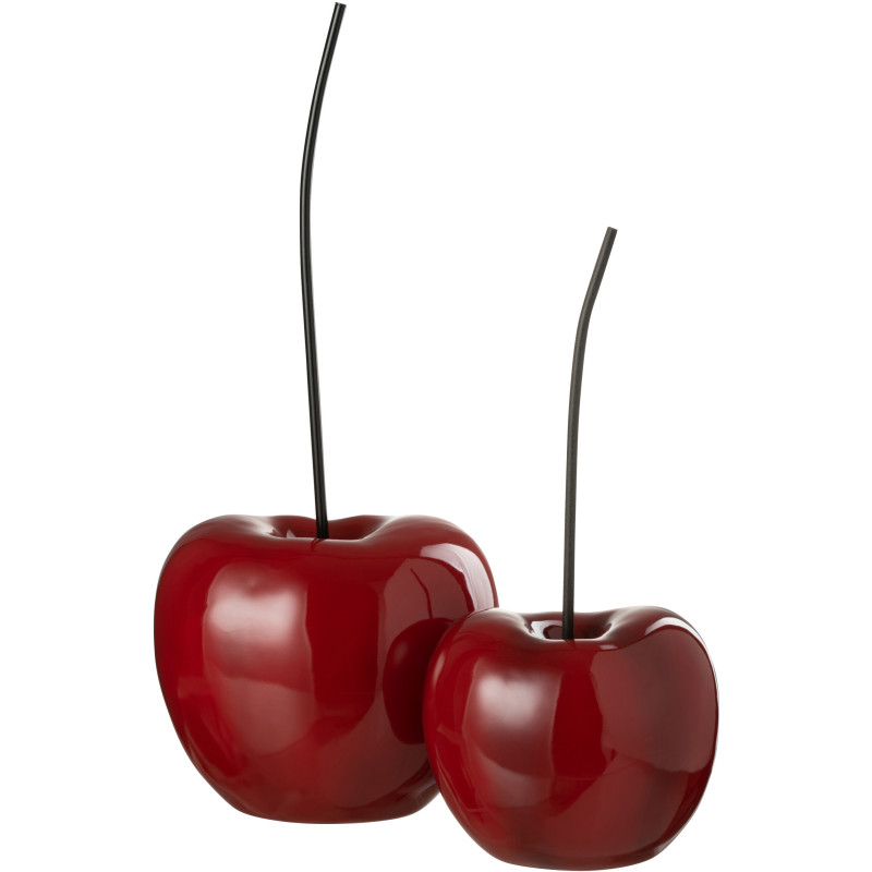 Cerise déco Cherry Hauteur 55 cm en Résine Rouge Brillant J-Line - 2