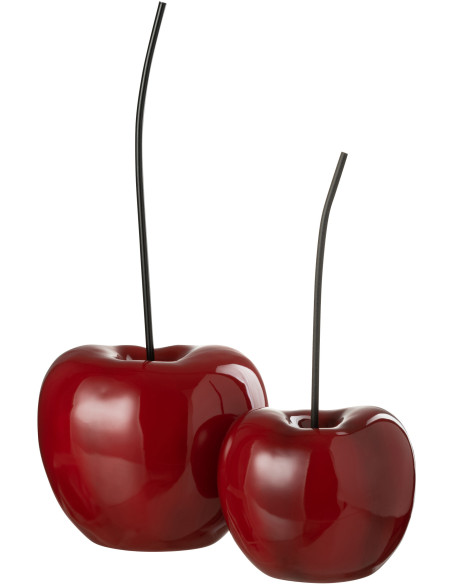 Cerise déco Cherry Hauteur 55 cm en Résine Rouge Brillant J-Line - 2