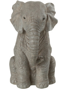 Statue déco Éléphant Kavi en Résine Gris - 1