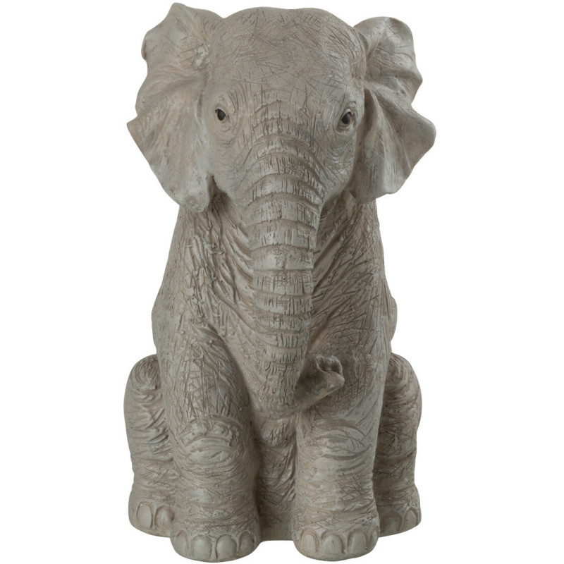 Statue déco Éléphant Kavi en Résine Gris - 1