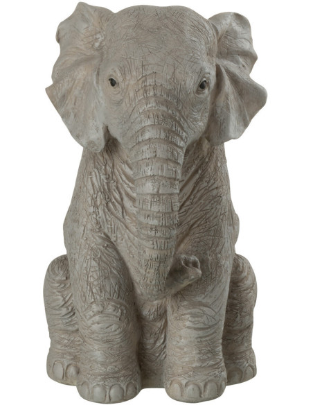 Statue déco Éléphant Kavi en Résine Gris - 1