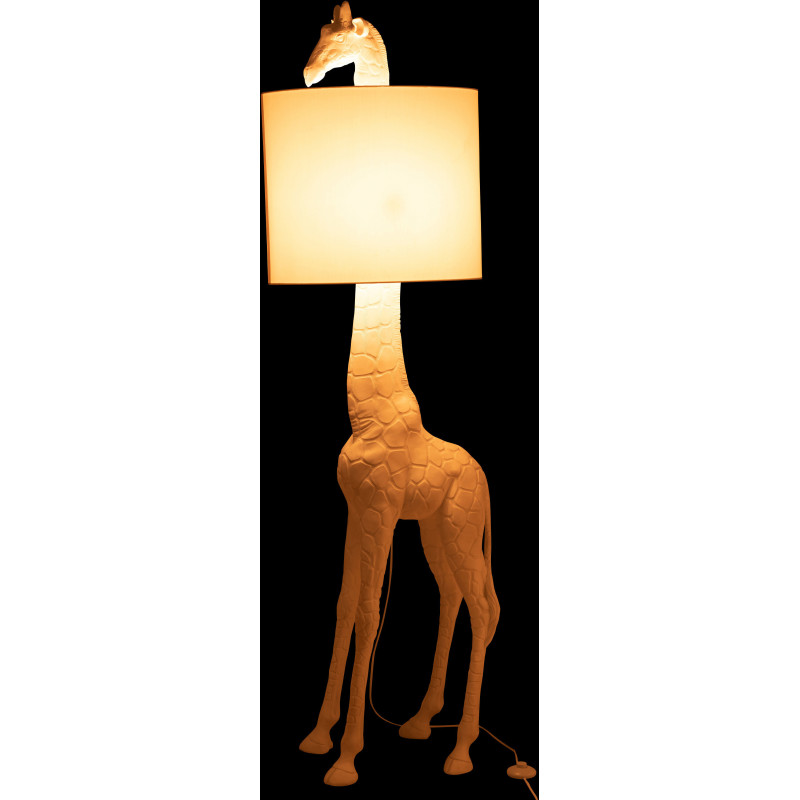 Lampadaire à poser XL Girafe Sofia en Résine Blanc Tissu Blanc - 3