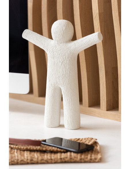 Statue déco XL Bonhomme P'tit Maurice en Résine Blanc Effet rugueux - 4