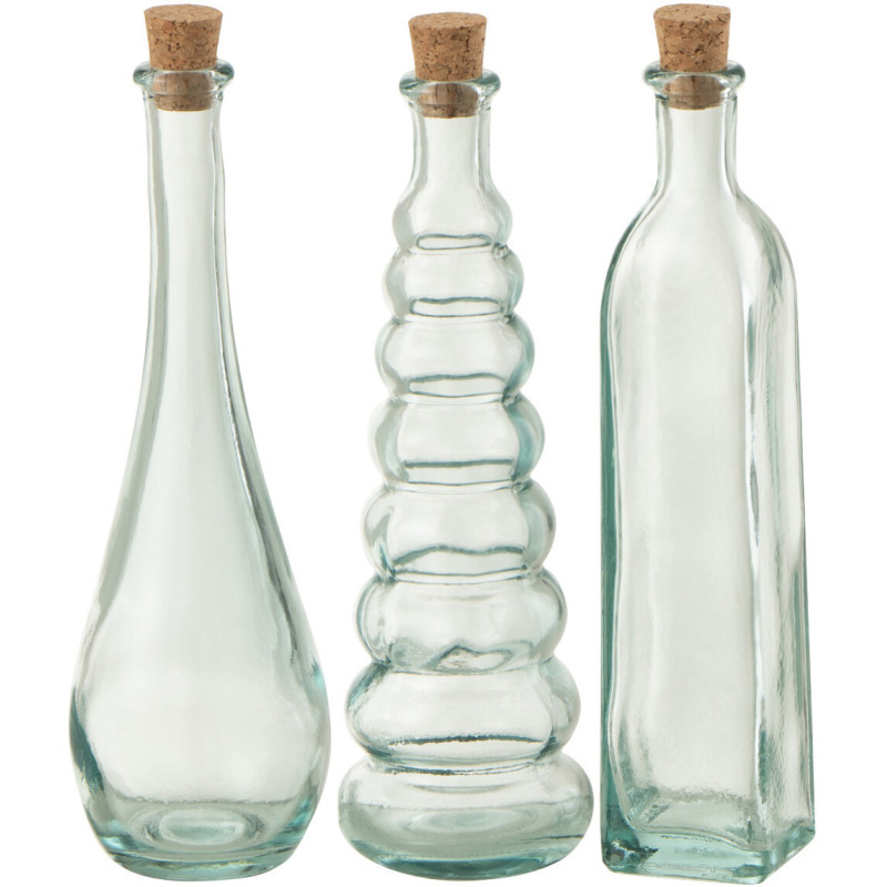 Bouteille 120 ml avec bouchon Mindy en Verre recyclé Transparent Liège (Lot de 3) - 1
