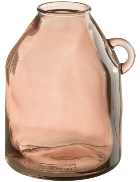 Vase Bouteille Cylina Hauteur 25 cm en Verre Rose - 1