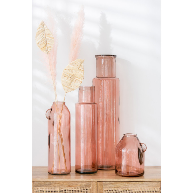Vase Bouteille Cylina Hauteur 45 cm en Verre Rose - 2