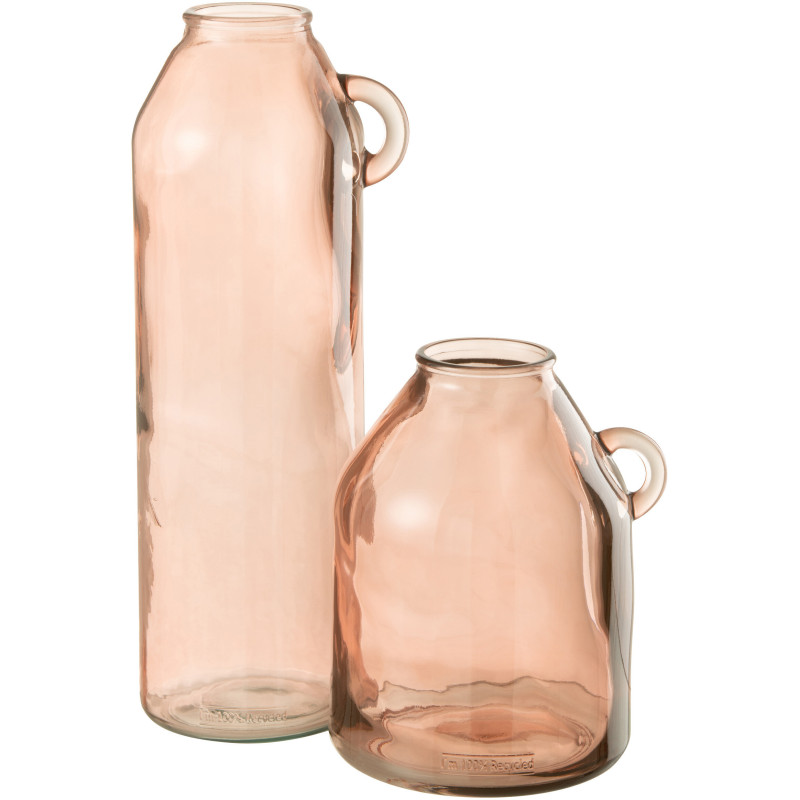 Vase Bouteille Cylina Hauteur 45 cm en Verre Rose - 3