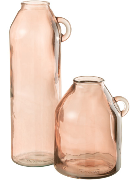 Vase Bouteille Cylina Hauteur 45 cm en Verre Rose - 3
