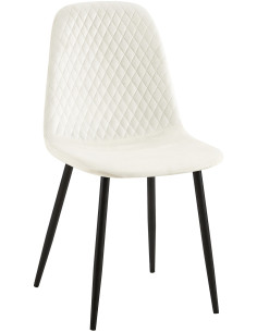 Chaise Silvia en Velours Blanc Métal Noir - 1