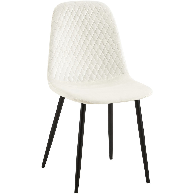 Chaise Silvia en Velours Blanc Métal Noir - 1