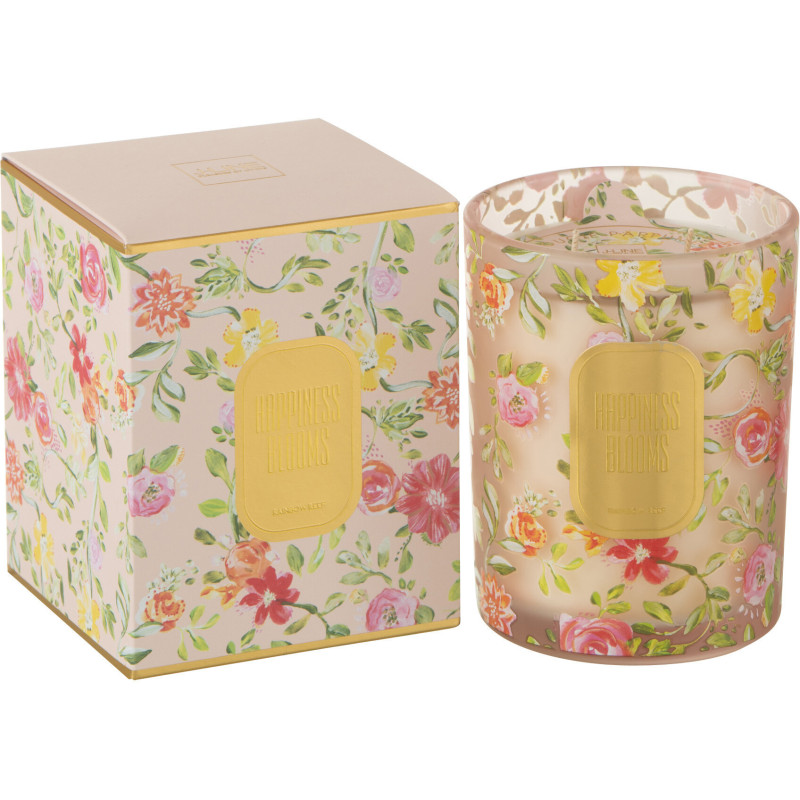 Bougie parfumée XL Fraîche 70 heures Happiness Blooms Parfum Rainbow Reef avec photophore en Verre - 1