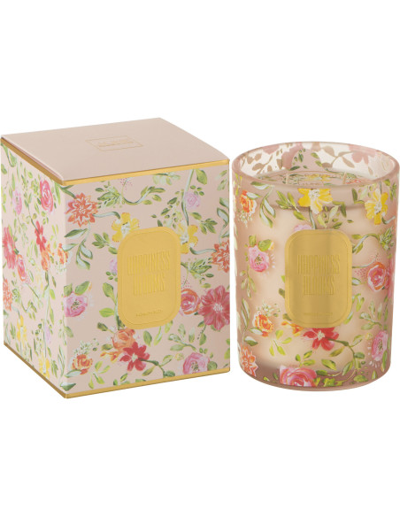 Bougie parfumée XL Fraîche 70 heures Happiness Blooms Parfum Rainbow Reef avec photophore en Verre - 1