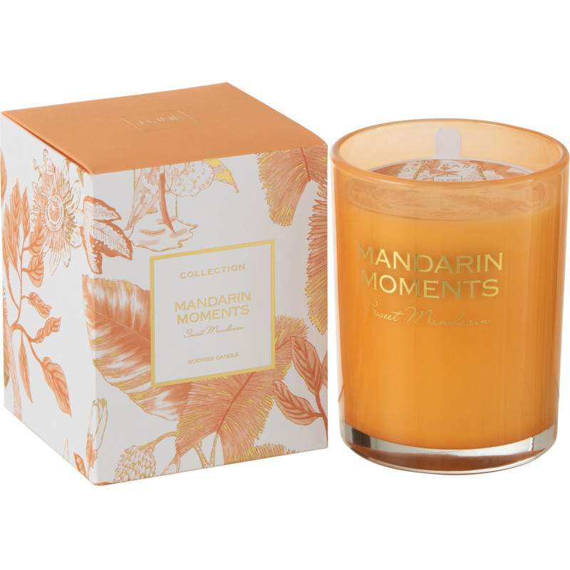 Bougie parfumée XL Fruitée 70 heures Moments Parfum Sweet Madarin avec photophore en Verre Orange - 1