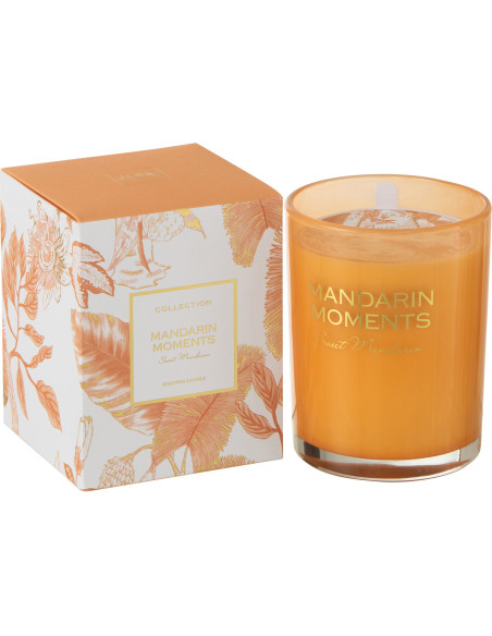Bougie parfumée XL Fruitée 70 heures Moments Parfum Sweet Madarin avec photophore en Verre Orange - 1