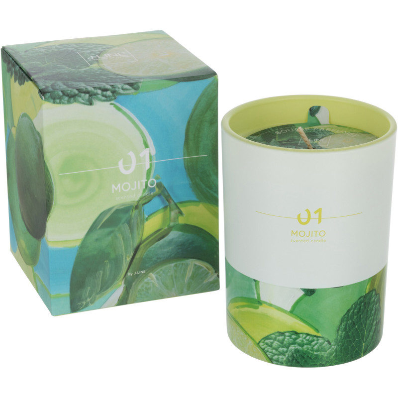 Bougie parfumée XL Fruitée 45 heures Happy Hour Parfum Mojito avec photophore en Verre - 1