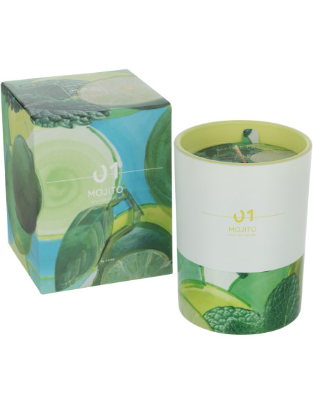 Bougie parfumée XL Fruitée 45 heures Happy Hour Parfum Mojito avec photophore en Verre - 1