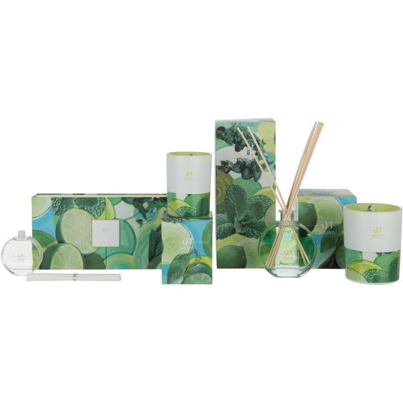 Bougie parfumée XL Fruitée 45 heures Happy Hour Parfum Mojito avec photophore en Verre - 2