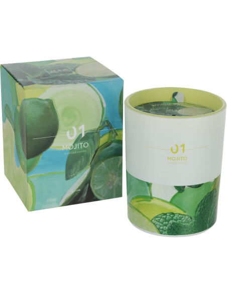 Bougie parfumée XL Fruitée 70 heures Happy Hour Parfum Mojito avec photophore en Verre - 1