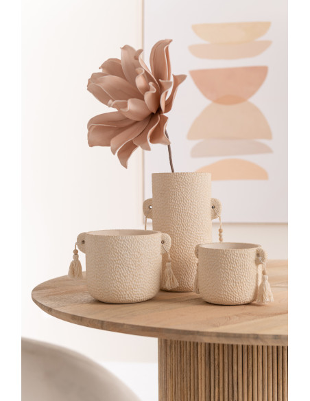 Fleur artificielle sur tige XL Alizéa Hauteur 75 cm en Caoutchouc mousse Rose nude - 2