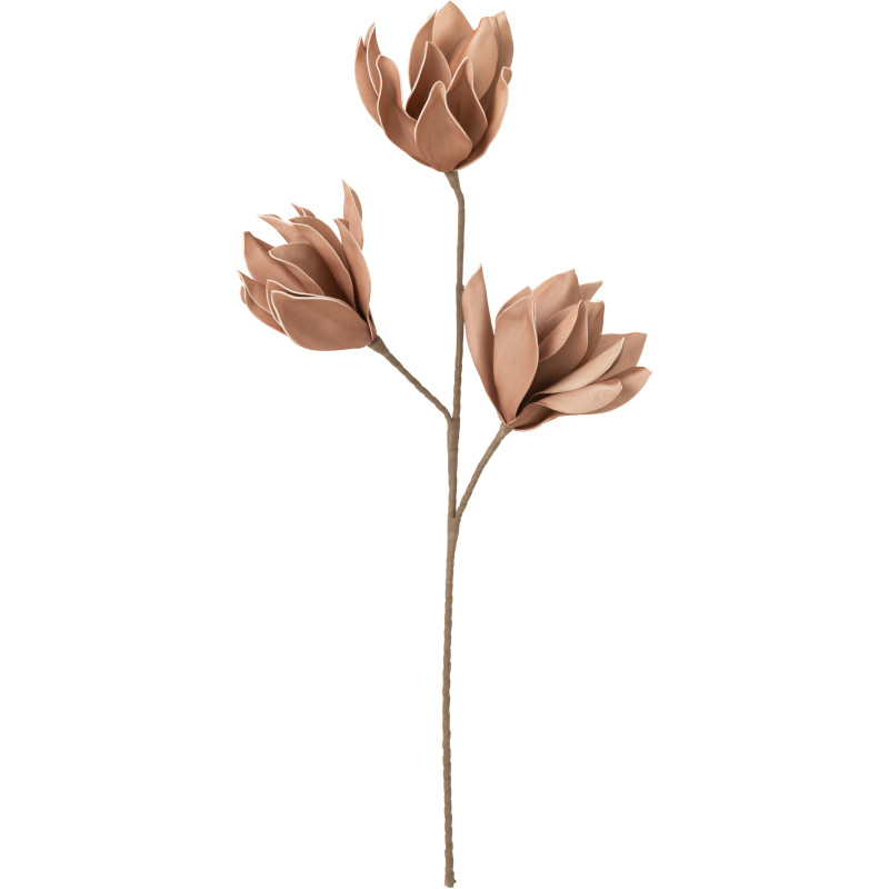 3 fleurs artificielles sur tige XL Alizéa Hauteur 95 cm en Caoutchouc mousse Rose nude - 1