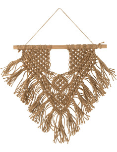 Déco Murale à suspendre Macramé Ebina en Jute Bois d'eucalyptus Naturel 55x55 - 1