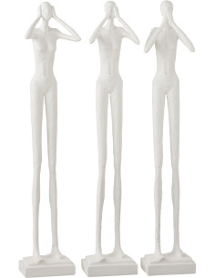 Statues déco abstraites Personnages blancs Sagesse Lot de 3 - 1