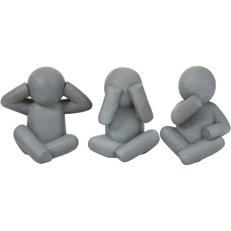 Statue déco XL Bonhomme assis P'tit Maurice en Magnésium Gris (Lot de 3) - 1
