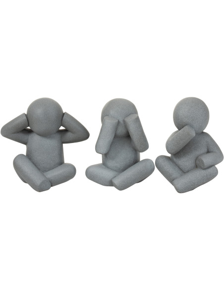 Statue déco XL Bonhomme assis P'tit Maurice en Magnésium Gris (Lot de 3) - 1